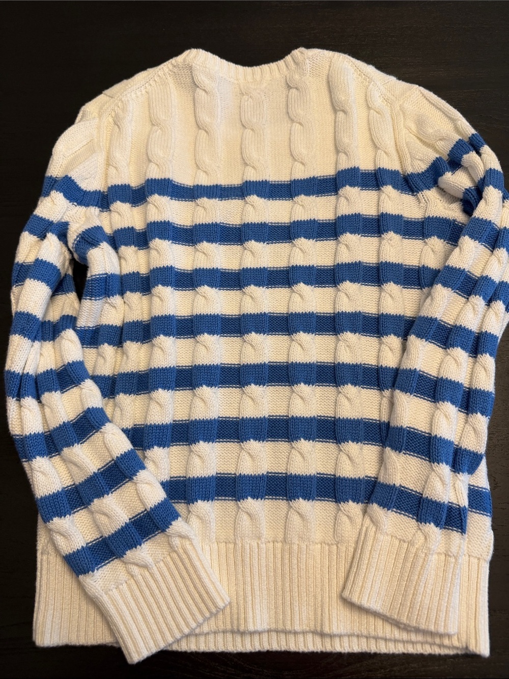Crewcuts girls White & Blue Striped Cable-Knit Sweater size M 8-9